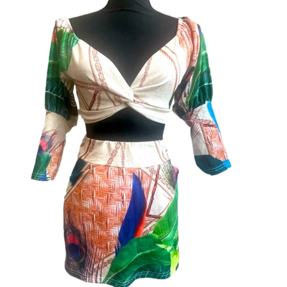 Chic Me Tops - Off the shoulder/ crop top / 2 piece Skort Set
